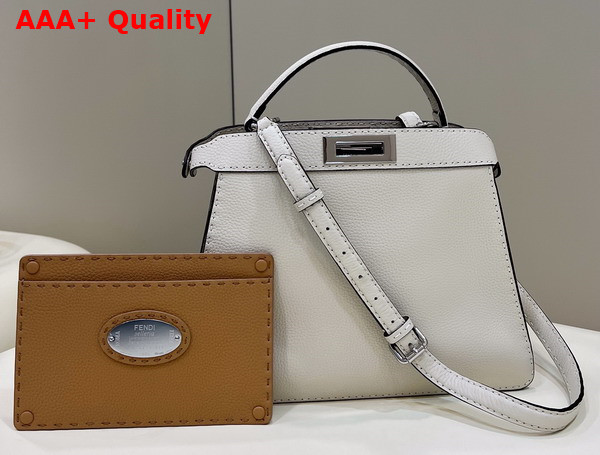 Fendi Peekaboo Iseeu Medium White Selleria Bag Romano Leather Replica