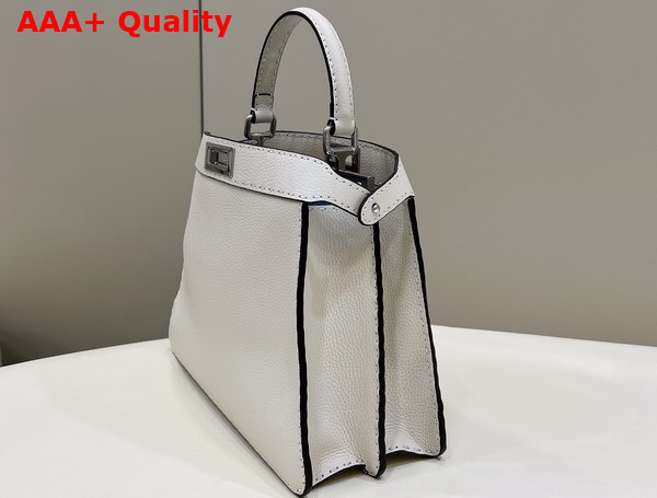 Fendi Peekaboo Iseeu Medium White Selleria Bag Romano Leather Replica