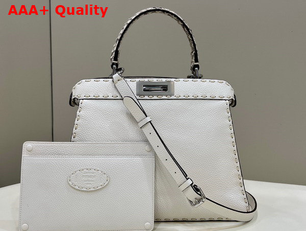 Fendi Peekaboo Iseeu Medium White Selleria Bag Romano Leather and Python Handle Replica