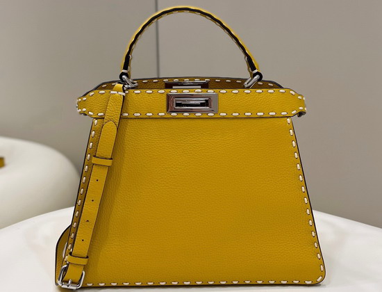 Fendi Peekaboo Iseeu Medium Yellow Full Grain Leather Bag Replica