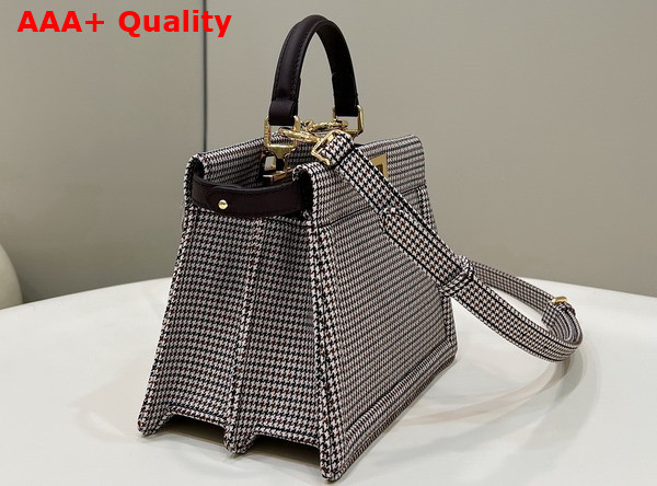 Fendi Peekaboo Iseeu Petite Grey Houndstooth Wool Replica