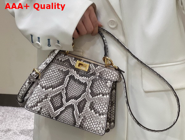 Fendi Peekaboo Iseeu Petite Natural Python Leather Bag Replica