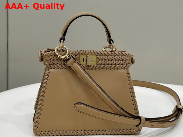 Fendi Peekaboo Iseeu Petite in Beige Woven Leather Replica