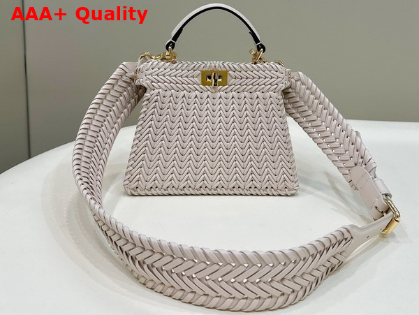 Fendi Peekaboo Iseeu Petite in White Woven Leather Replica