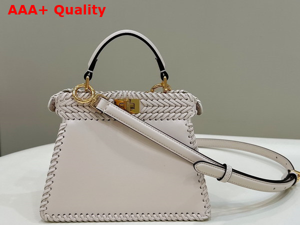 Fendi Peekaboo Iseeu Petite in White Woven Leather Replica