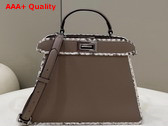 Fendi Peekaboo Iseeu Small Bag in Dove Gray Grained Leather with Python Leather Trims Replica