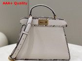 Fendi Peekaboo Iseeu Small Bag in White Grained Leather with Python Leather Trims Replica