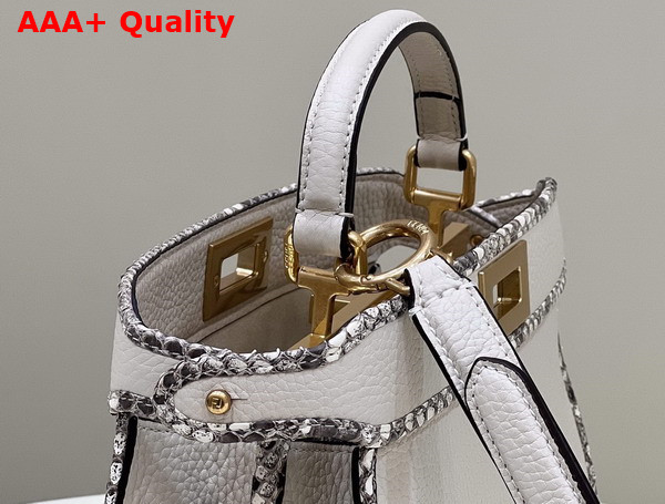 Fendi Peekaboo Iseeu Small Bag in White Grained Leather with Python Leather Trims Replica