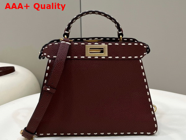 Fendi Peekaboo Iseeu Small Dark Red Selleria Bag Replica