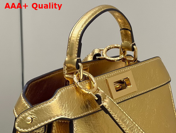 Fendi Peekaboo Iseeu Small Gold Laminated Leather Bag Replica