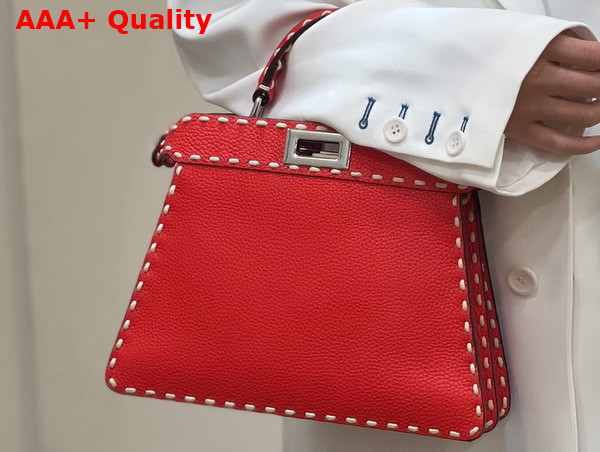 Fendi Peekaboo Iseeu Small Red Selleria Bag Replica