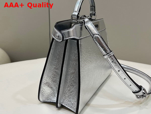 Fendi Peekaboo Iseeu Small Silver Laminated Leather Bag Replica