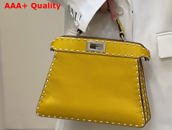 Fendi Peekaboo Iseeu Small Yellow Selleria Bag Replica