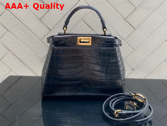 Fendi Peekaboo Mini Black Crocodile Handbag Replica