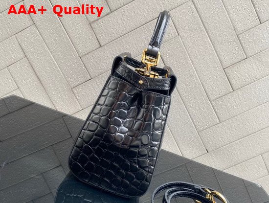 Fendi Peekaboo Mini Black Crocodile Handbag Replica