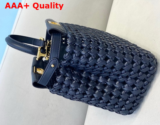 Fendi Peekaboo Mini Blue Braided Leather Bag Replica