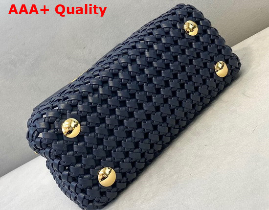 Fendi Peekaboo Mini Blue Braided Leather Bag Replica