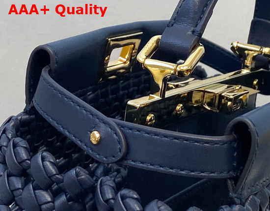 Fendi Peekaboo Mini Blue Braided Leather Bag Replica