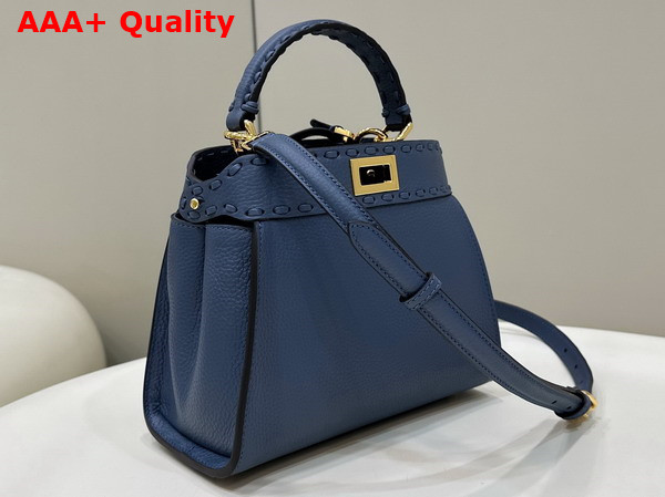 Fendi Peekaboo Mini Blue Selleria Bag with Oversize Topstitching Replica