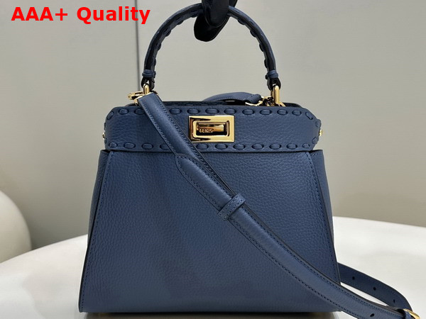 Fendi Peekaboo Mini Blue Selleria Bag with Oversize Topstitching Replica