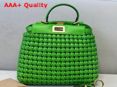 Fendi Peekaboo Mini Green Braided Leather Bag Replica