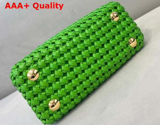 Fendi Peekaboo Mini Green Braided Leather Bag Replica