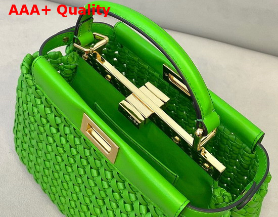 Fendi Peekaboo Mini Green Braided Leather Bag Replica