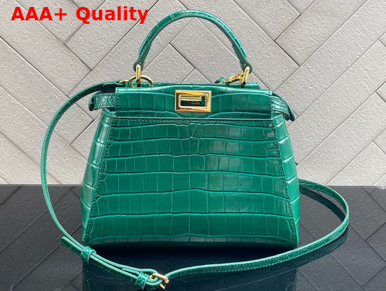 Fendi Peekaboo Mini Green Crocodile Handbag Replica