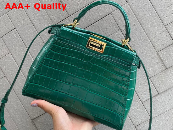 Fendi Peekaboo Mini Green Crocodile Handbag Replica