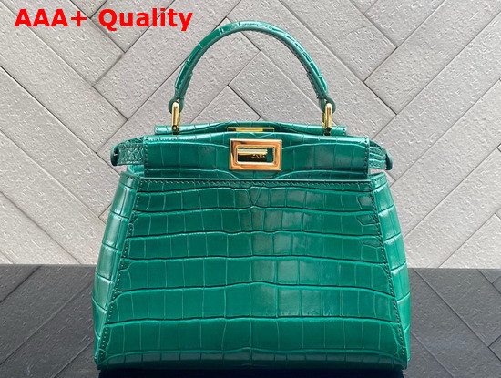 Fendi Peekaboo Mini Green Crocodile Handbag Replica