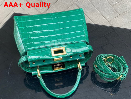 Fendi Peekaboo Mini Green Crocodile Handbag Replica