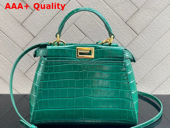 Fendi Peekaboo Mini Green Crocodile Handbag Replica