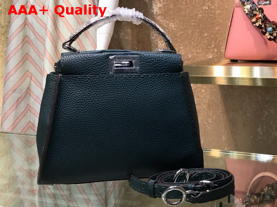 Fendi Peekaboo Mini Handbag in Green Roman Leather with Elaphe Covered Handle Replica