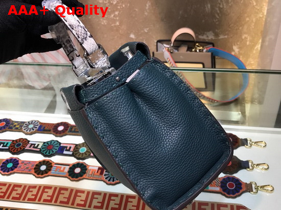 Fendi Peekaboo Mini Handbag in Green Roman Leather with Elaphe Covered Handle Replica