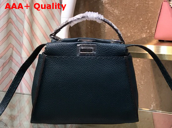 Fendi Peekaboo Mini Handbag in Green Roman Leather with Elaphe Covered Handle Replica