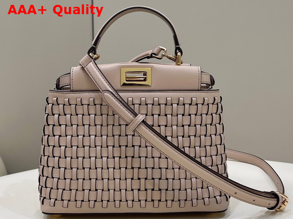 Fendi Peekaboo Mini Handbag in Nude Woven Leather Replica