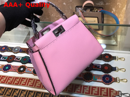 Fendi Peekaboo Mini Handbag in Pink Roman Leather with Elaphe Covered Handle Replica