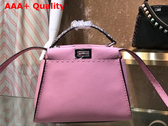 Fendi Peekaboo Mini Handbag in Pink Roman Leather with Elaphe Covered Handle Replica