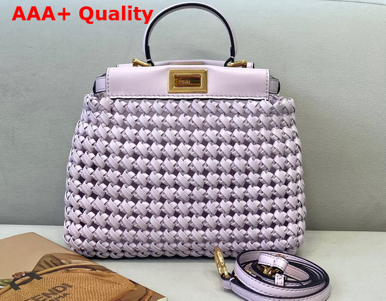 Fendi Peekaboo Mini Lavander Braided Leather Bag Replica