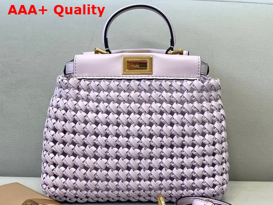 Fendi Peekaboo Mini Lavander Braided Leather Bag Replica