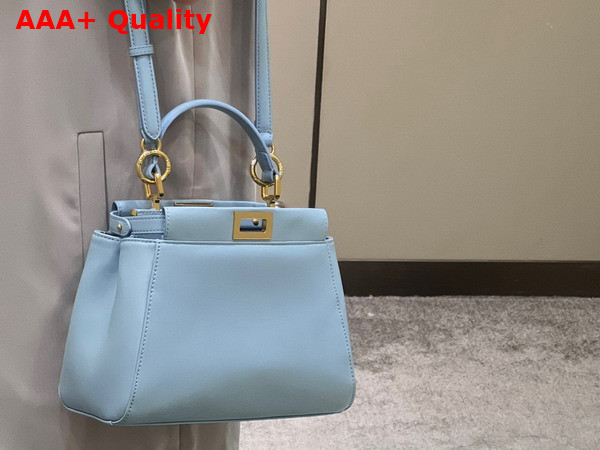 Fendi Peekaboo Mini Light Blue Nappa Leather Bag Replica