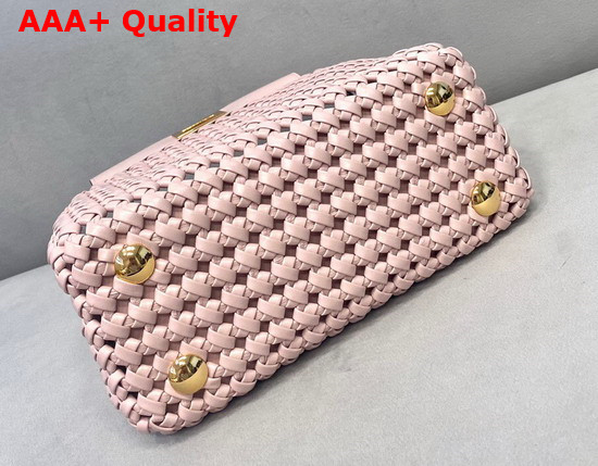 Fendi Peekaboo Mini Pink Braided Leather Bag Replica