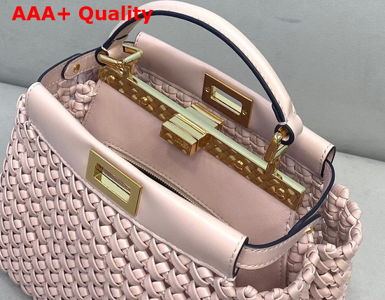 Fendi Peekaboo Mini Pink Braided Leather Bag Replica