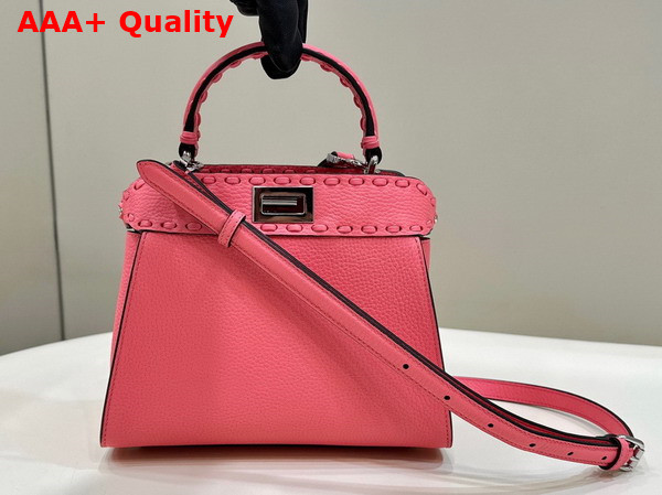 Fendi Peekaboo Mini Pink Selleria Bag with Oversize Topstitching Replica