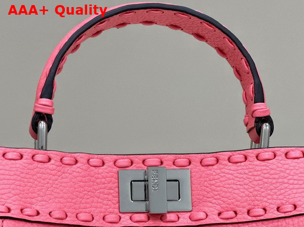 Fendi Peekaboo Mini Pink Selleria Bag with Oversize Topstitching Replica