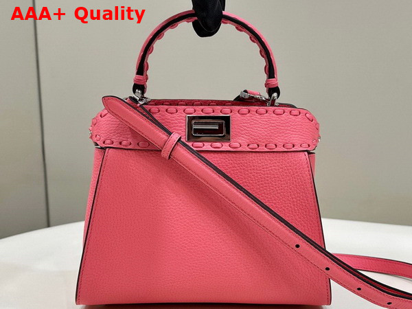 Fendi Peekaboo Mini Pink Selleria Bag with Oversize Topstitching Replica