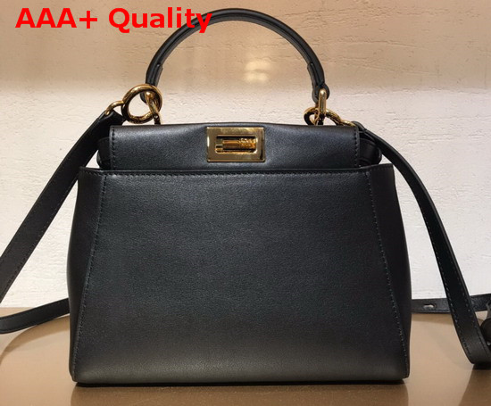 Fendi Peekaboo Mini Pocket Handbag in Black Calf Leather Replica