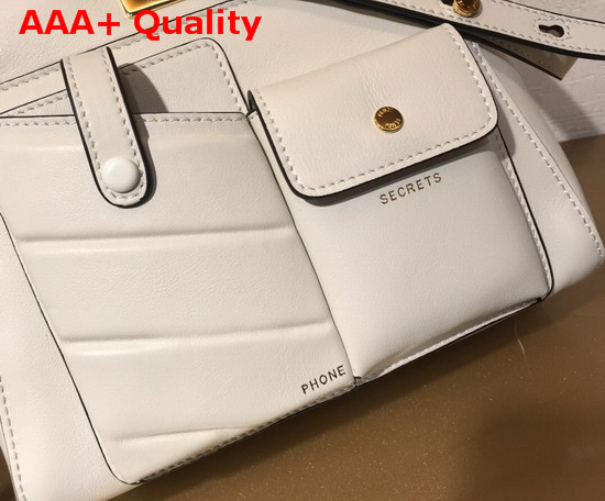 Fendi Peekaboo Mini Pocket Handbag in White Calf Leather Replica