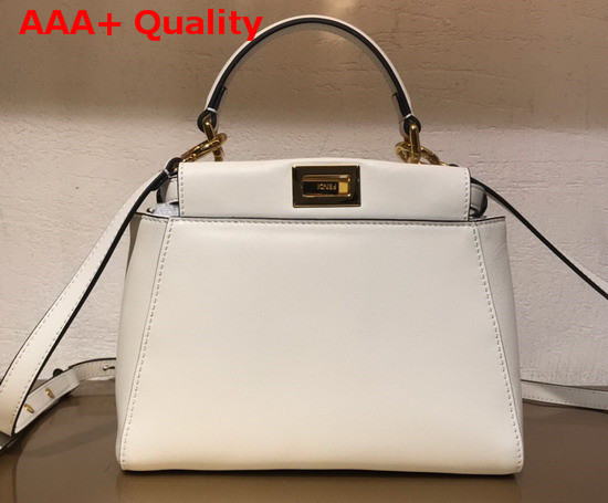 Fendi Peekaboo Mini Pocket Handbag in White Calf Leather Replica