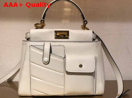 Fendi Peekaboo Mini Pocket Handbag in White Calf Leather Replica